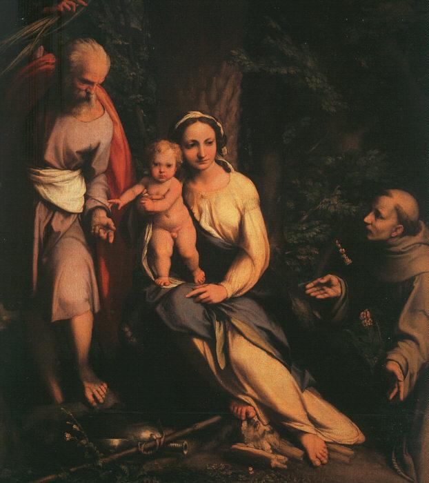 CORNELISZ VAN OOSTSANEN, Jacob The Rest on the Flight to Egypt with Saint Francis dfb oil painting image